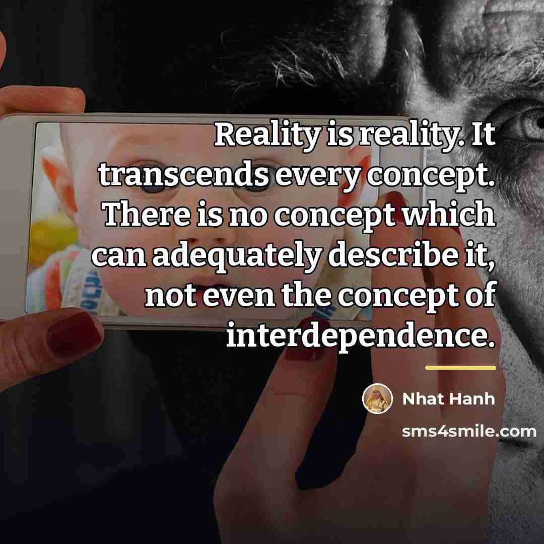 “Reality is reality. It transcends every concept. There is no…” quote by Nhat Hanh