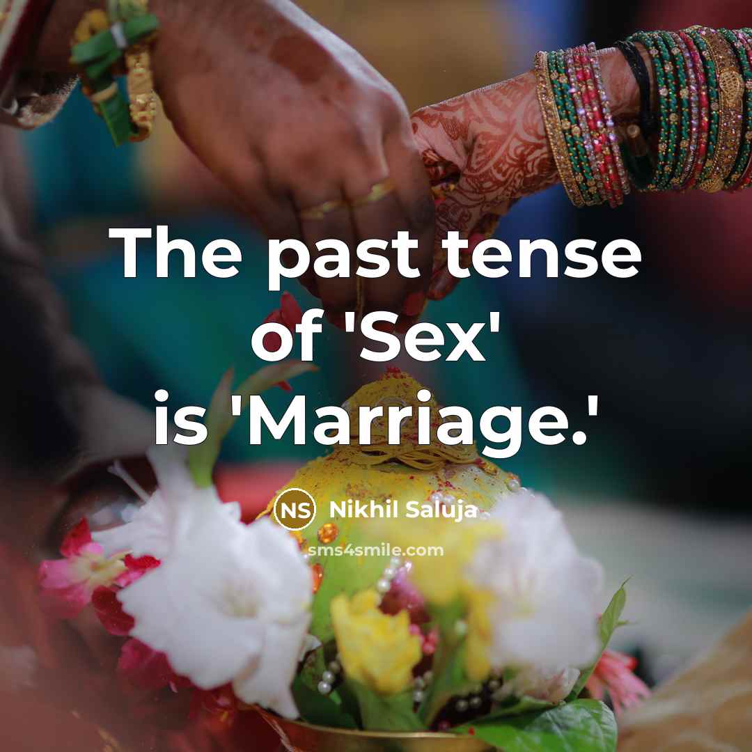 “The past tense of 'Sex' is 'Marriage.'…” quote by Nikhil Saluja