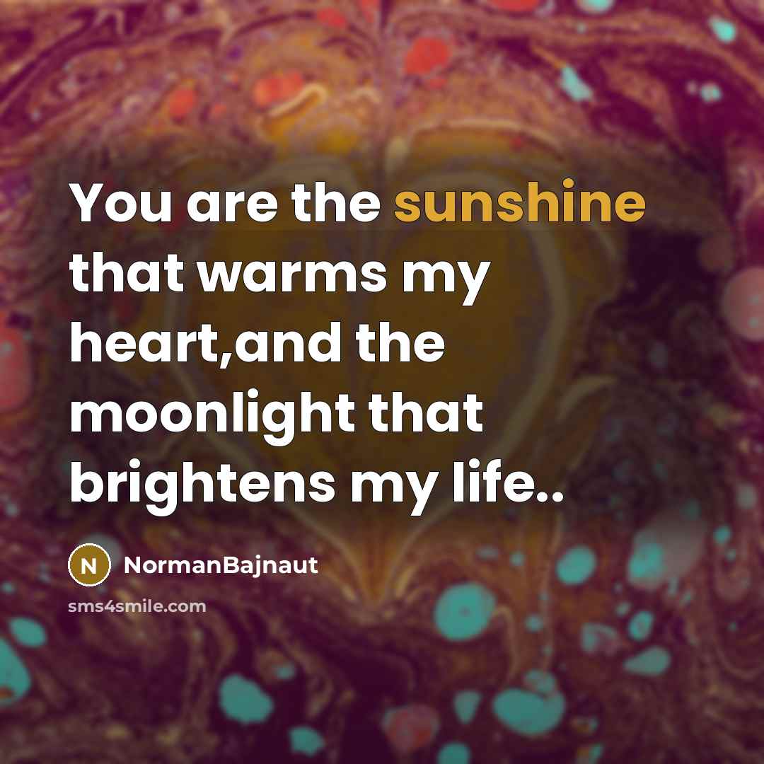 “You are the sunshine that warms my heart,and the moonlight…” quote by NormanBajnaut