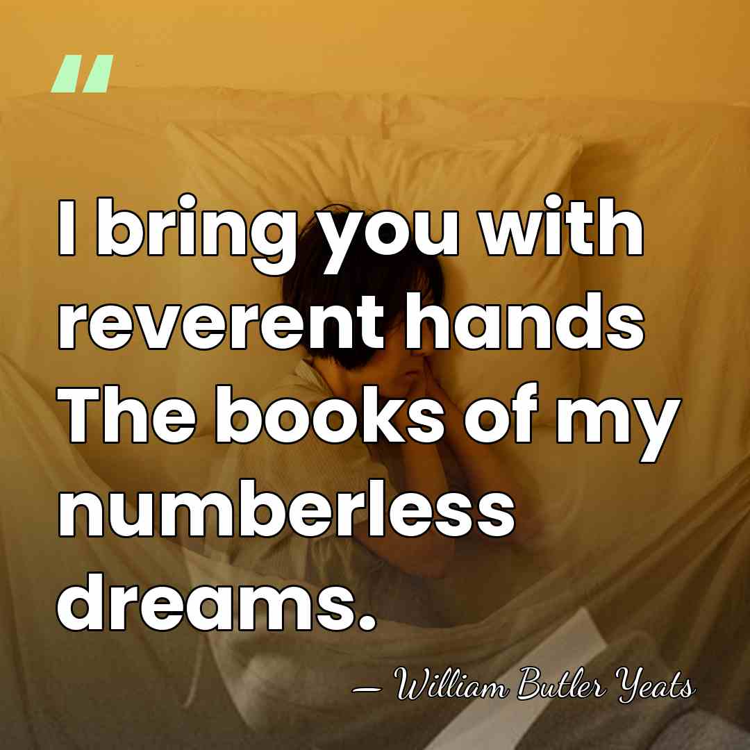 I bring you with reverent hands The books of my numberless dreams. - William Butler Yeats