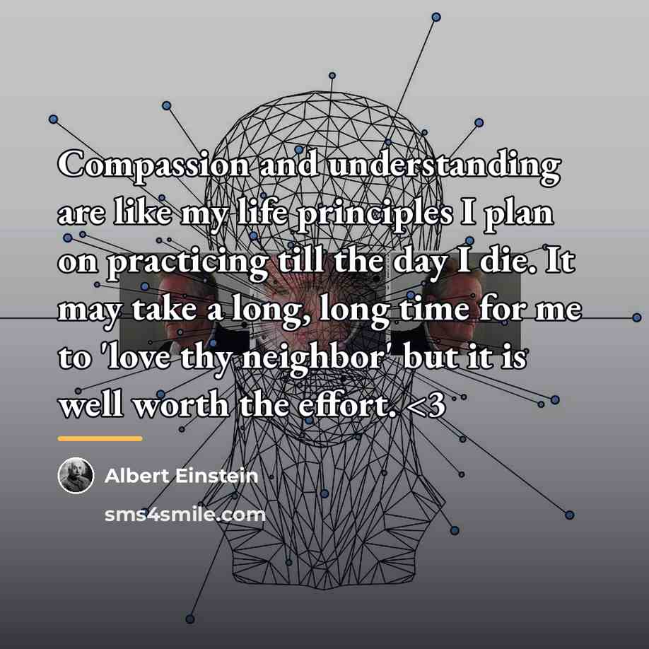 “Compassion and understanding are like my life principles I plan…” quote by Albert Einstein