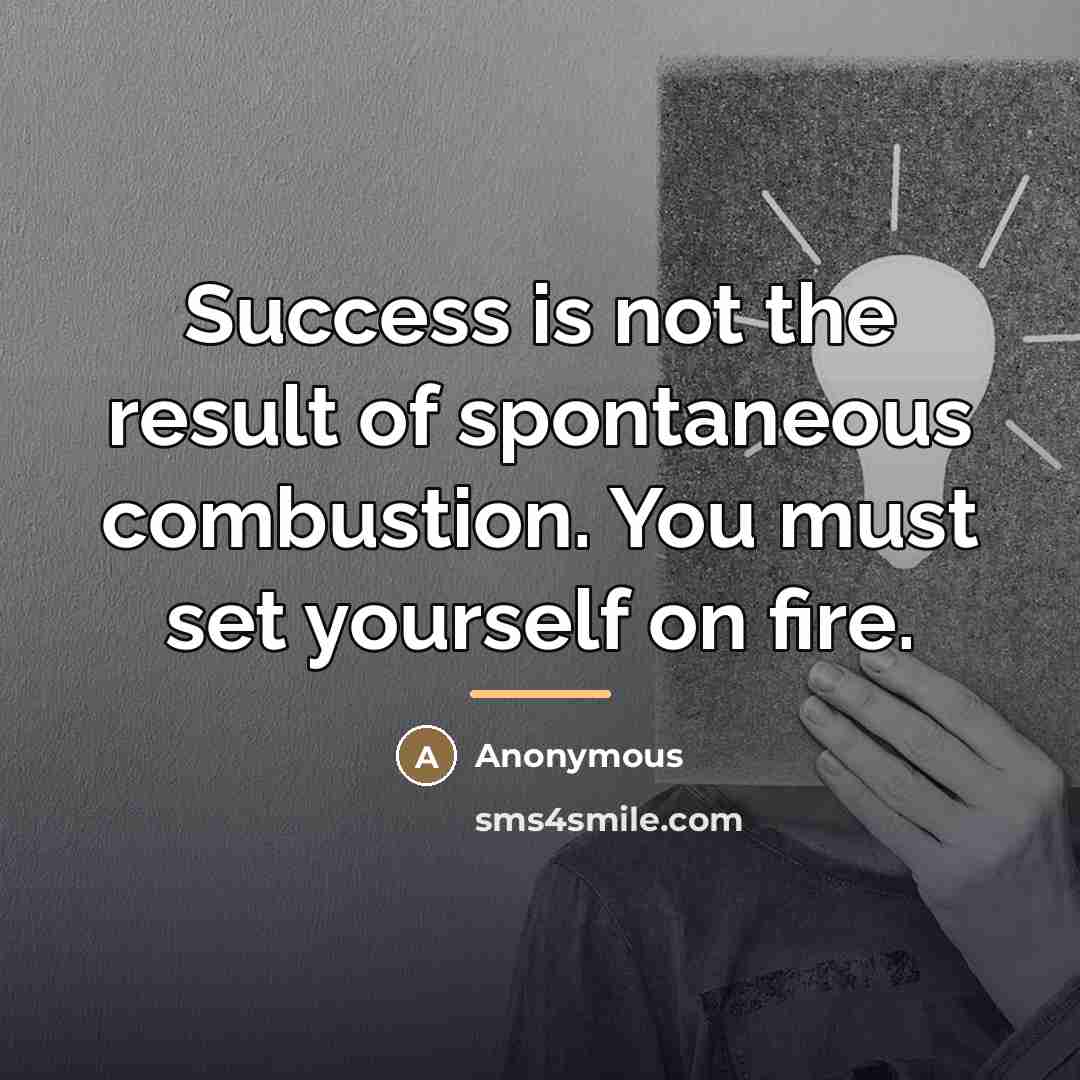 “Success is not the result of spontaneous combustion. You must…” quote by Anonymous