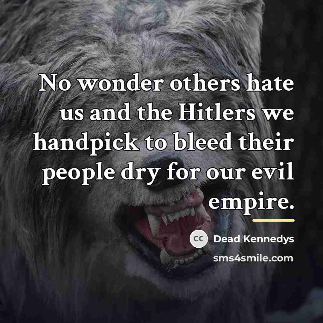 “No wonder others hate us and the Hitlers we handpick…” quote by Dead Kennedys