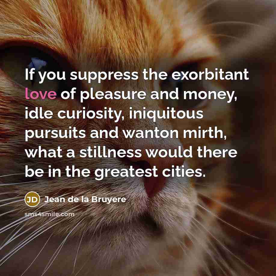 “If you suppress the exorbitant love of pleasure and money,…” quote by Jean de la Bruyere