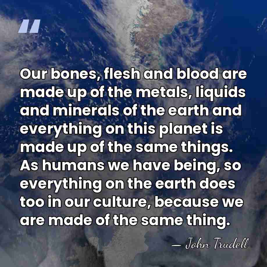 Our bones, flesh and blood are made up of the metals, liquids&hellip; - John Trudell