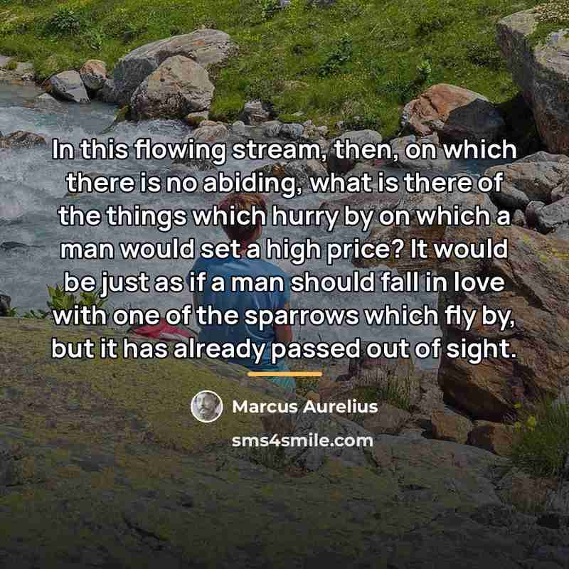 “In this flowing stream, then, on which there is no…” quote by Marcus Aurelius