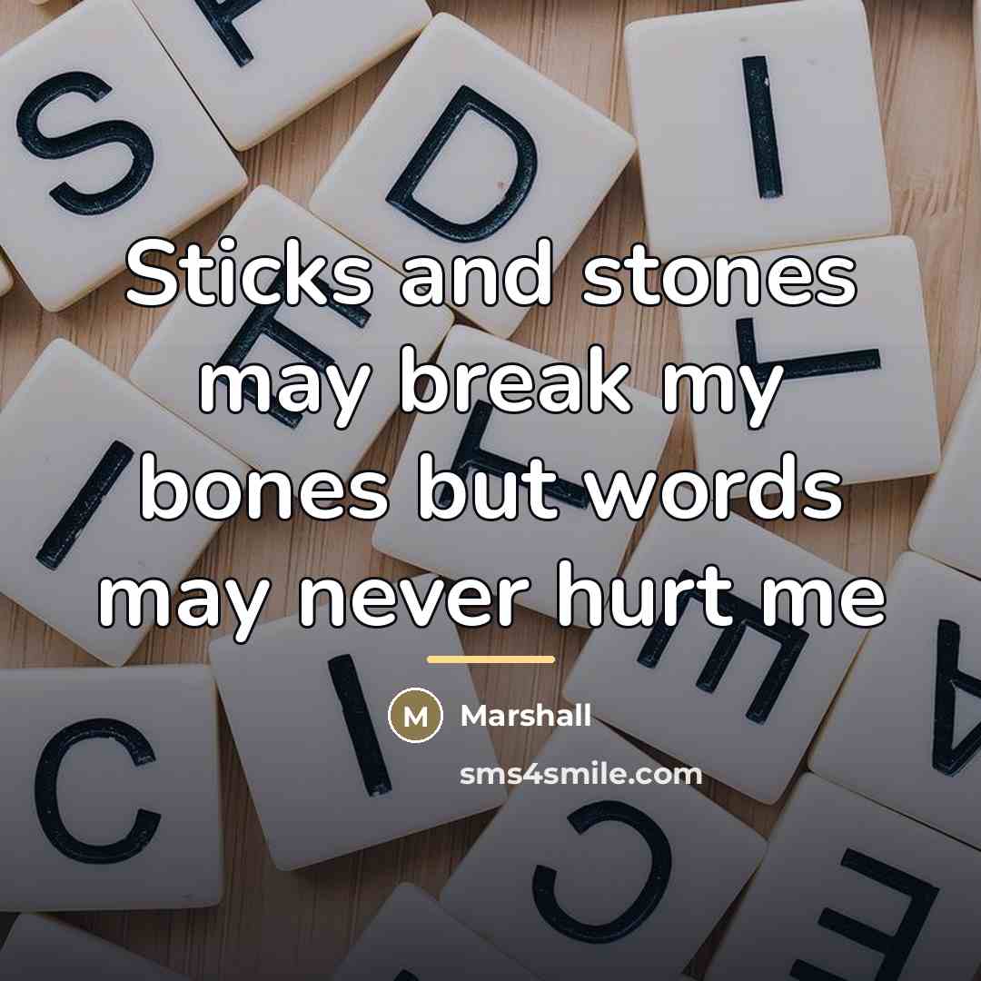 “Sticks and stones may break my bones but words may…” quote by Anonymous