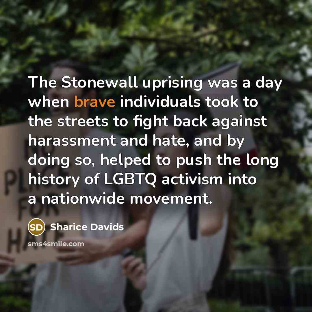 “The Stonewall uprising was a day when brave individuals took…” quote by Sharice Davids