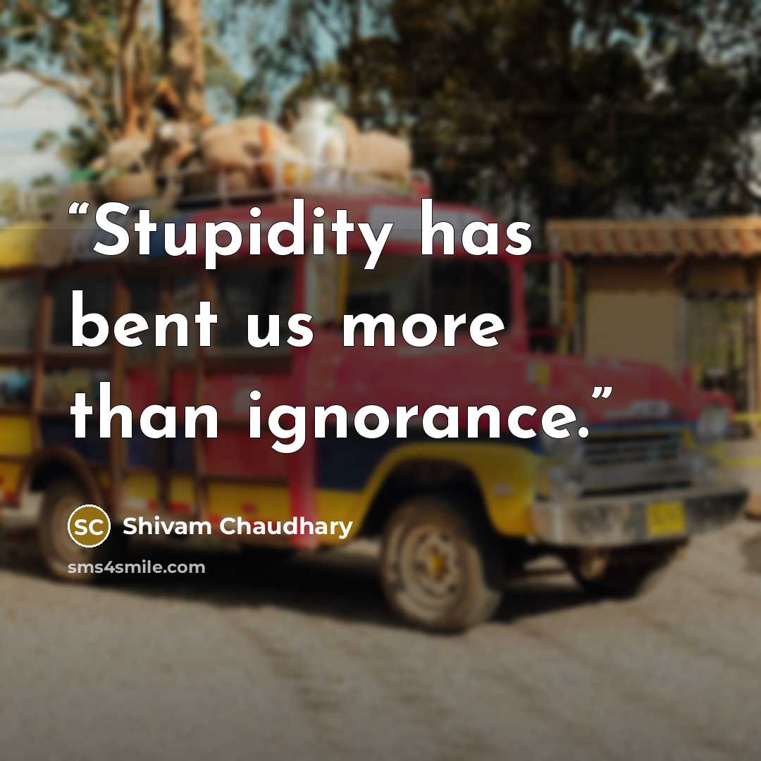 “Stupidity has bent us more than ignorance.” quote by Shivam Chaudhary