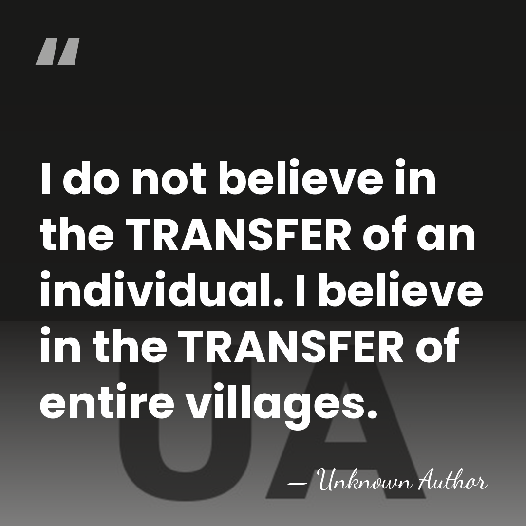 I do not believe in the TRANSFER of an individual. I believe&hellip; - Arthur Ruppin