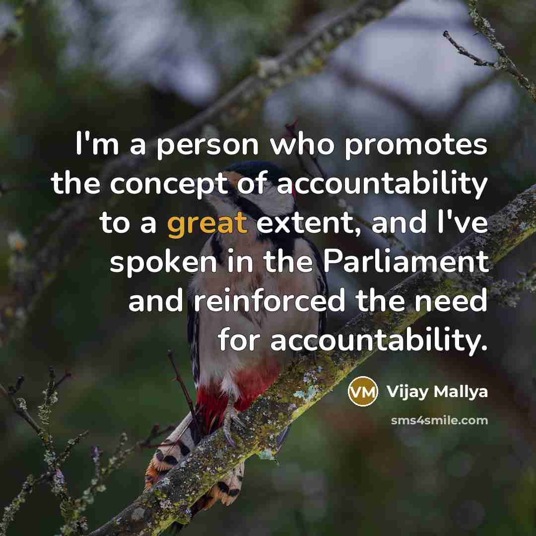 “I'm a person who promotes the concept of accountability to…” quote by Vijay Mallya