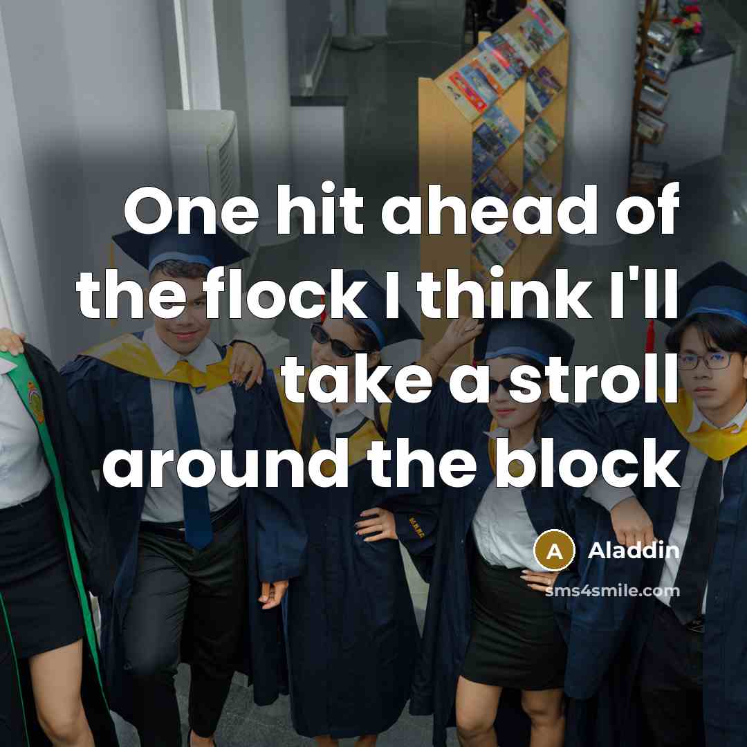 “One hit ahead of the flock I think I'll take…” quote by Aladdin