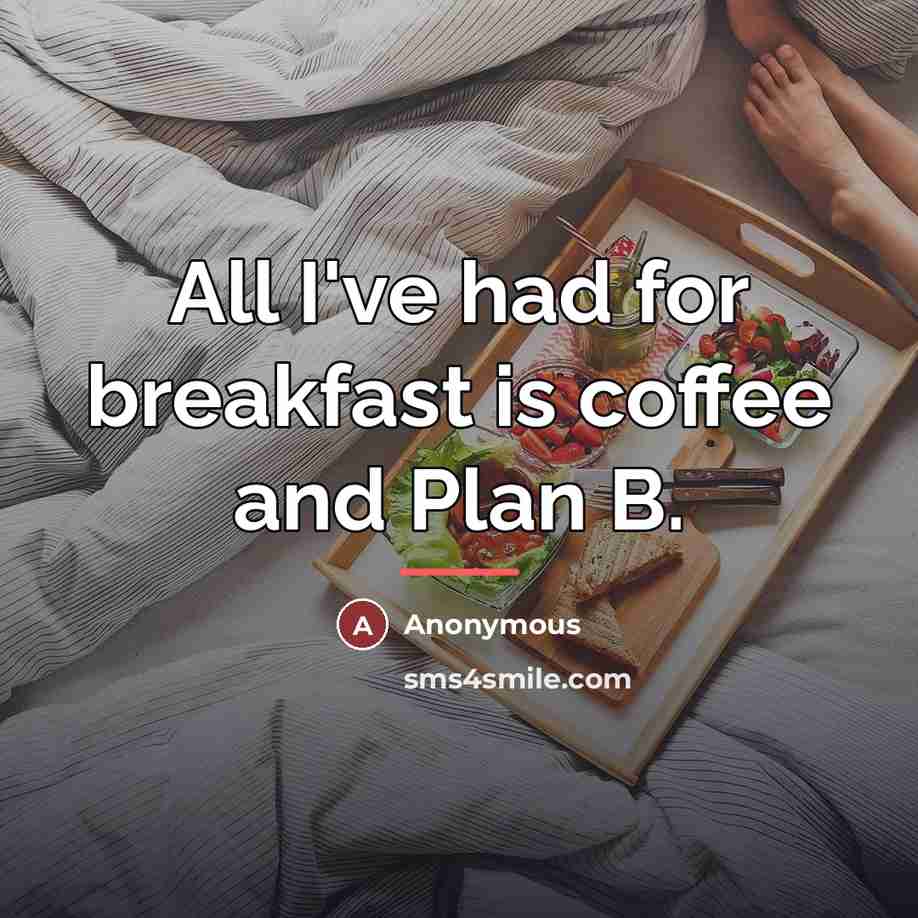 “All I've had for breakfast is coffee and Plan B.…” quote by Anonymous