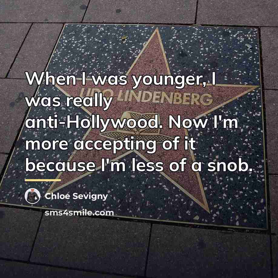 “When I was younger, I was really anti-Hollywood. Now I'm…” quote by Chloe Sevigny