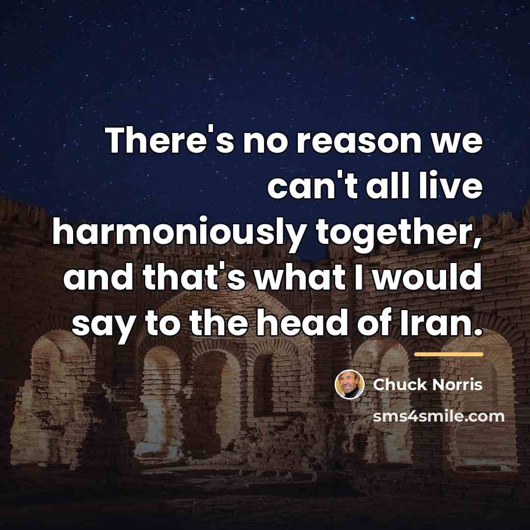 “There's no reason we can't all live harmoniously together, and…” quote by Chuck Norris