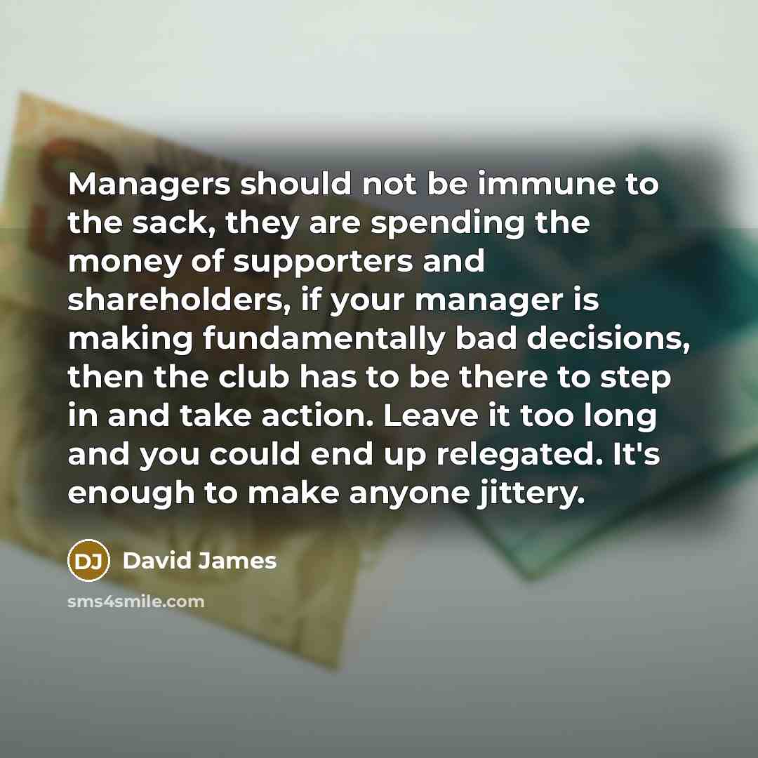 “Managers should not be immune to the sack, they are…” quote by David James