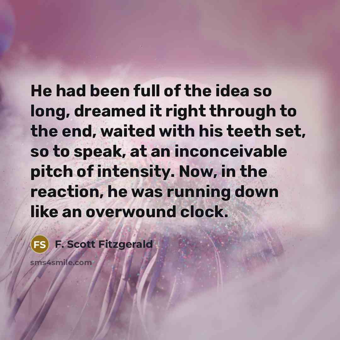 “He had been full of the idea so long, dreamed…” quote by F. Scott Fitzgerald