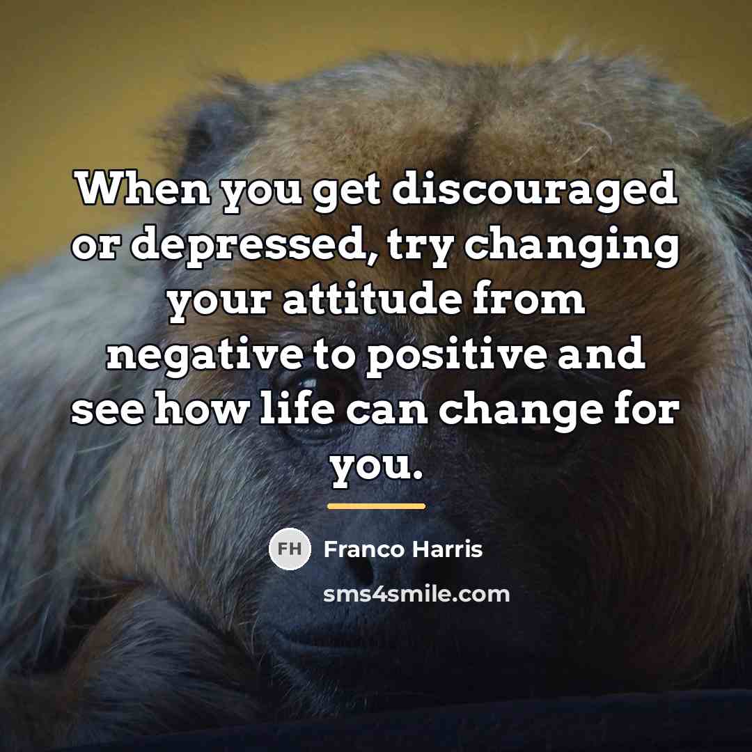 “When you get discouraged or depressed, try changing your attitude…” quote by Franco Harris