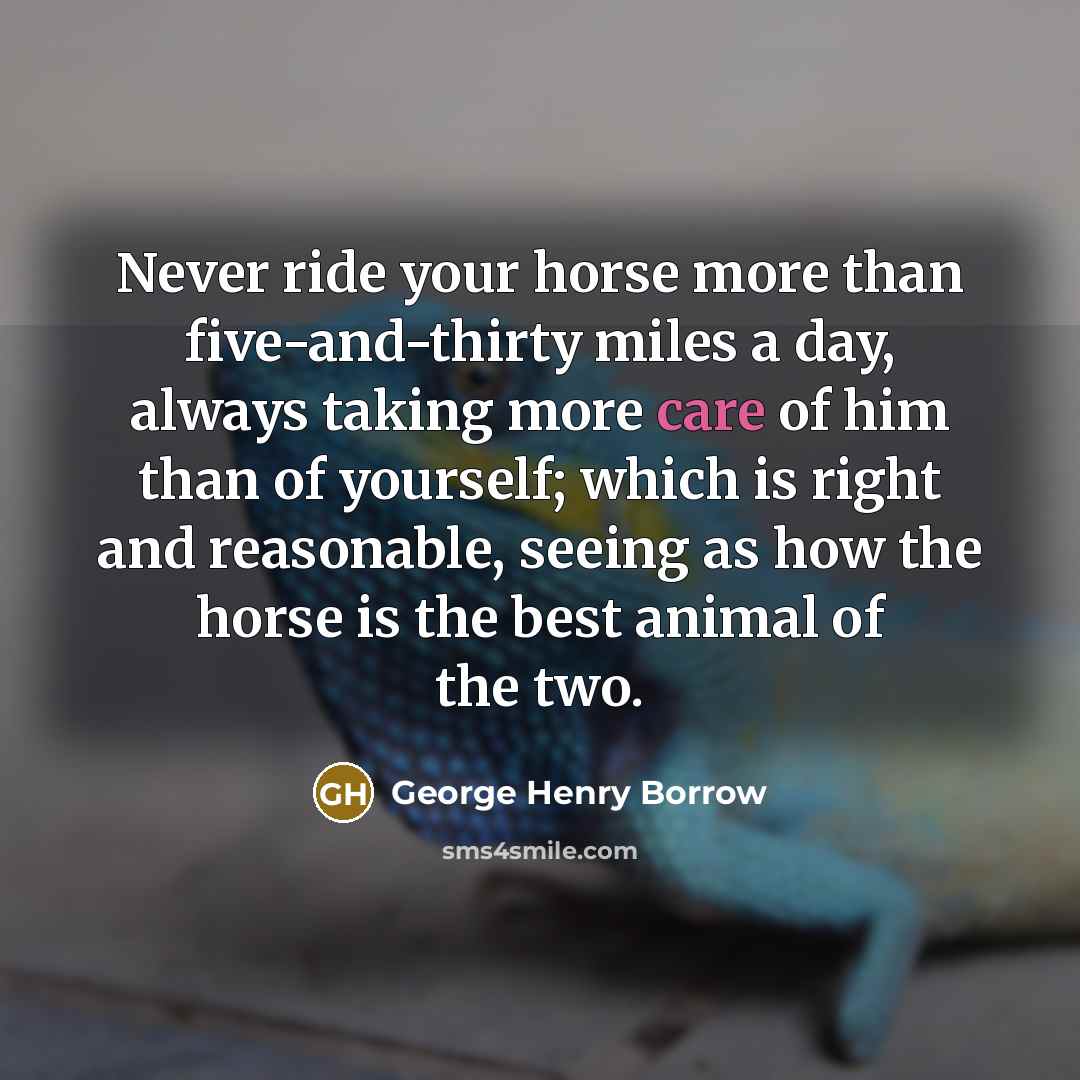 “Never ride your horse more than five-and-thirty miles a day,…” quote by George Henry Borrow