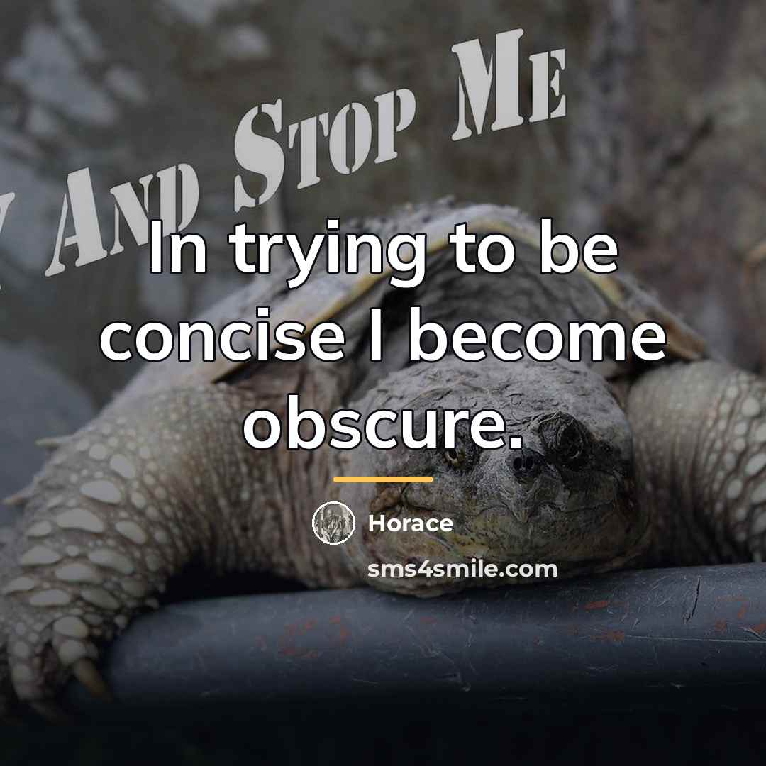 “In trying to be concise I become obscure.…” quote by Horace