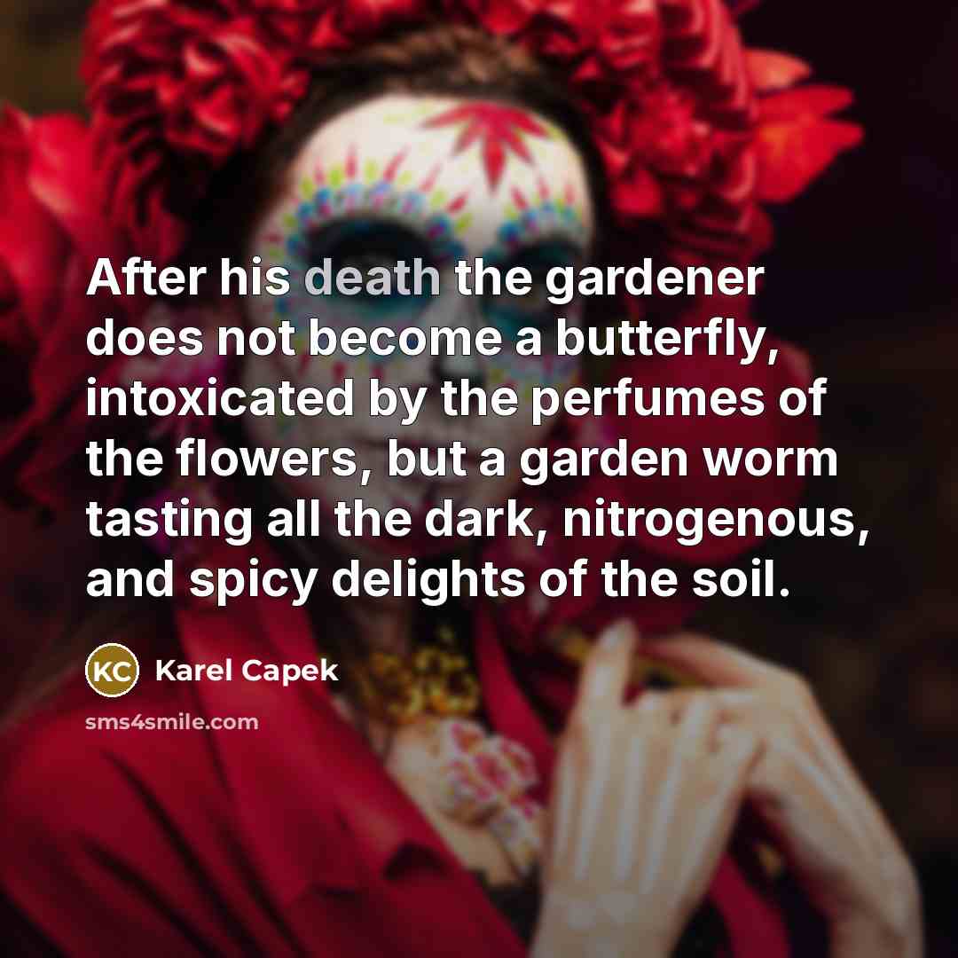 “After his death the gardener does not become a butterfly,…” quote by Karel Capek