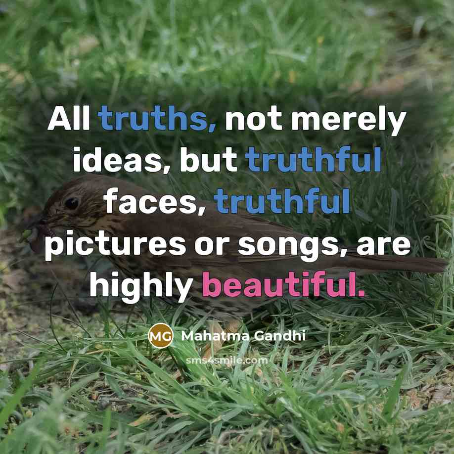 “All truths, not merely ideas, but truthful faces, truthful pictures…” quote by Mahatma Gandhi