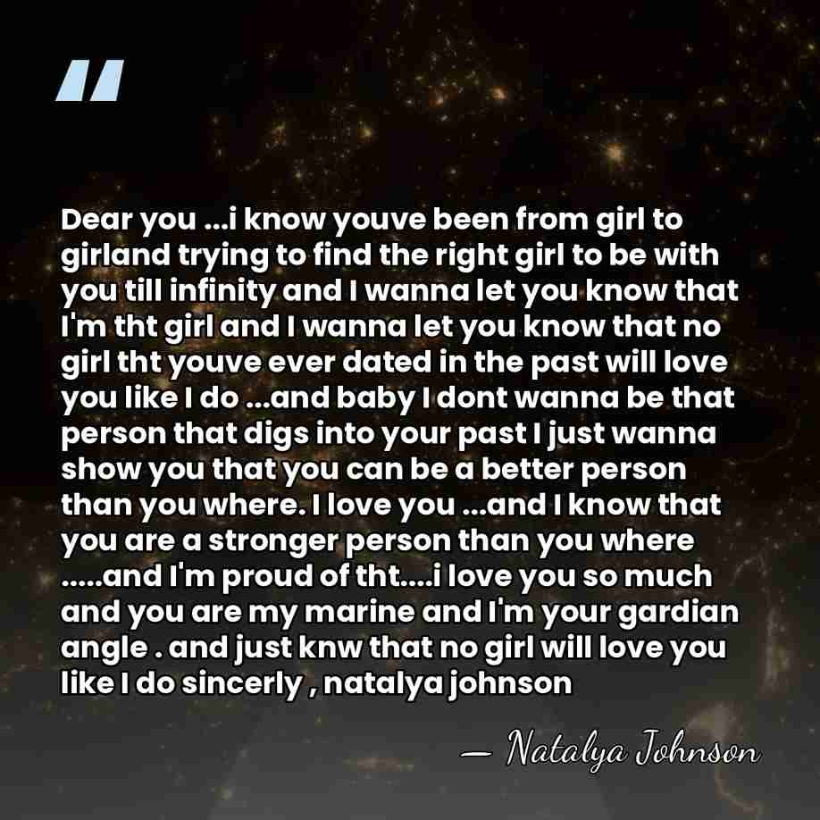 Dear you ...i know youve been from girl to girland trying to&hellip; - Natalya Johnson