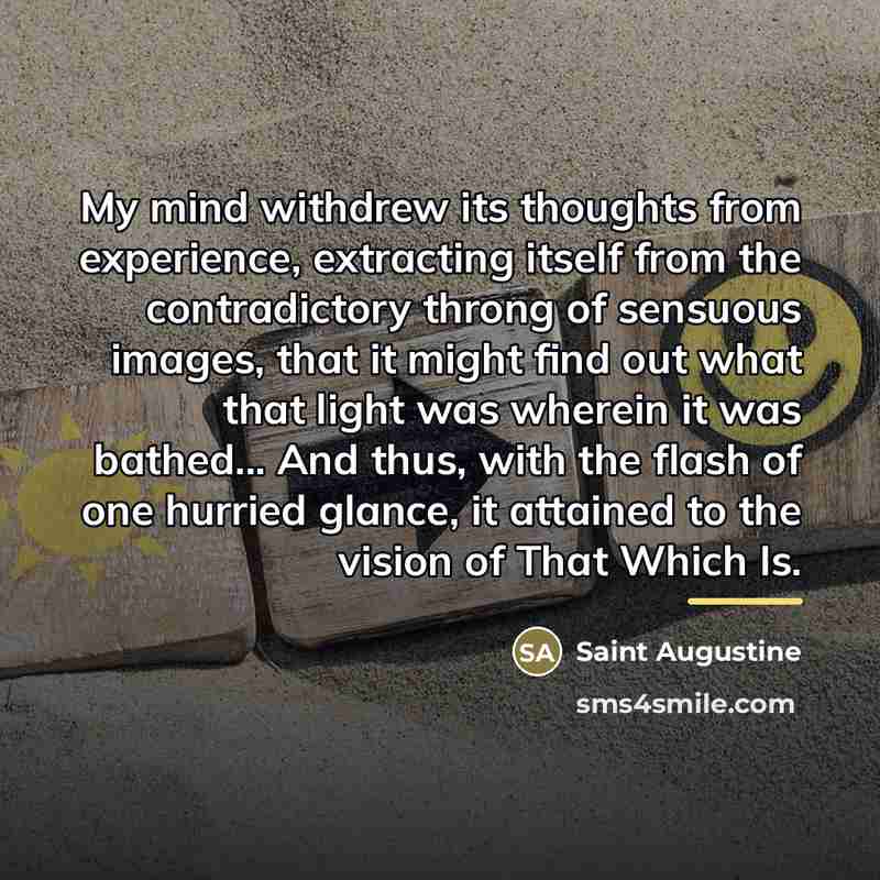 “My mind withdrew its thoughts from experience, extracting itself from…” quote by Saint Augustine