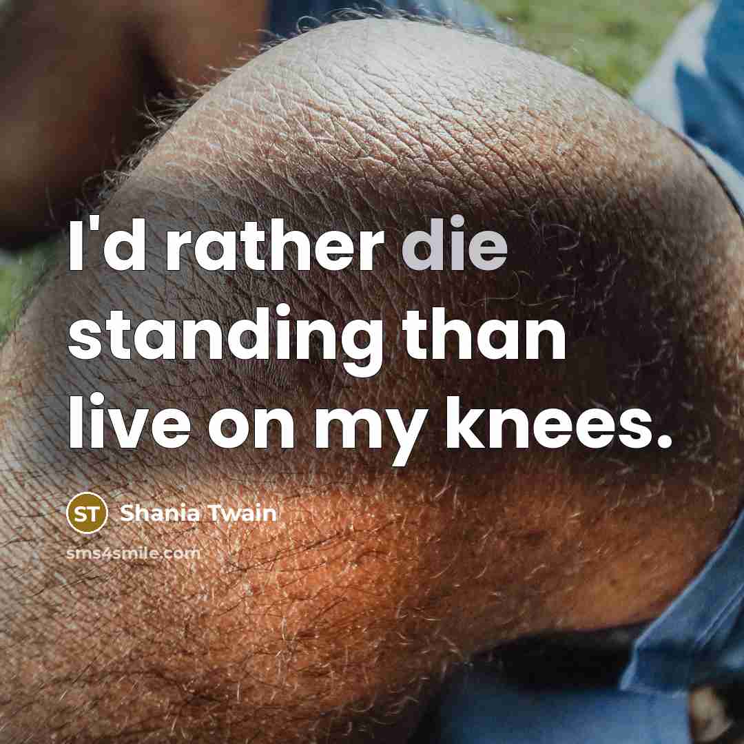 “I'd rather die standing than live on my knees.…” quote by Shania Twain