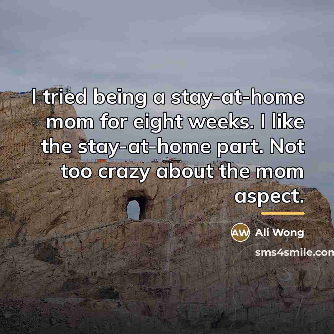 “I tried being a stay-at-home mom for eight weeks. I…” quote by Ali Wong