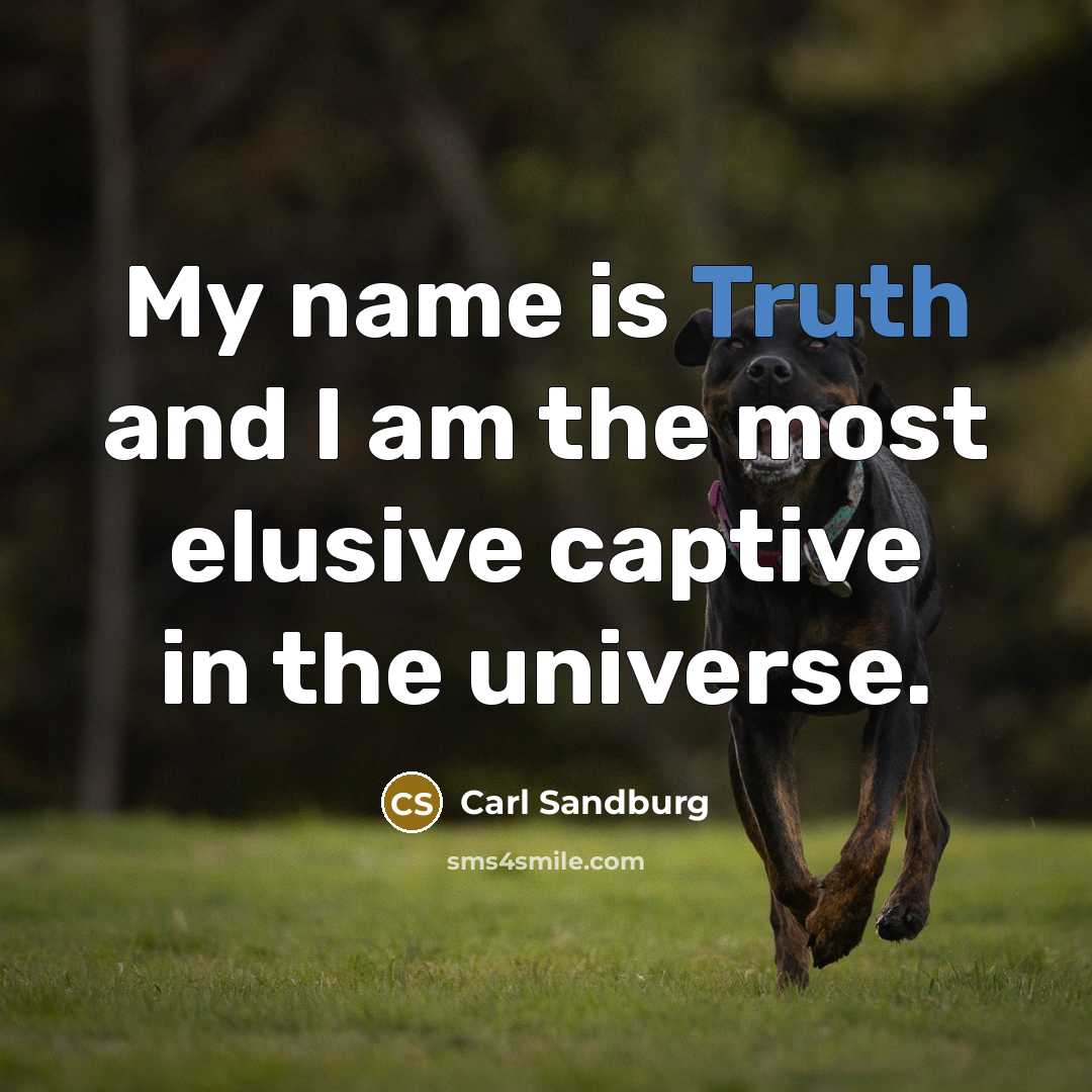 “My name is Truth and I am the most elusive…” quote by Carl Sandburg