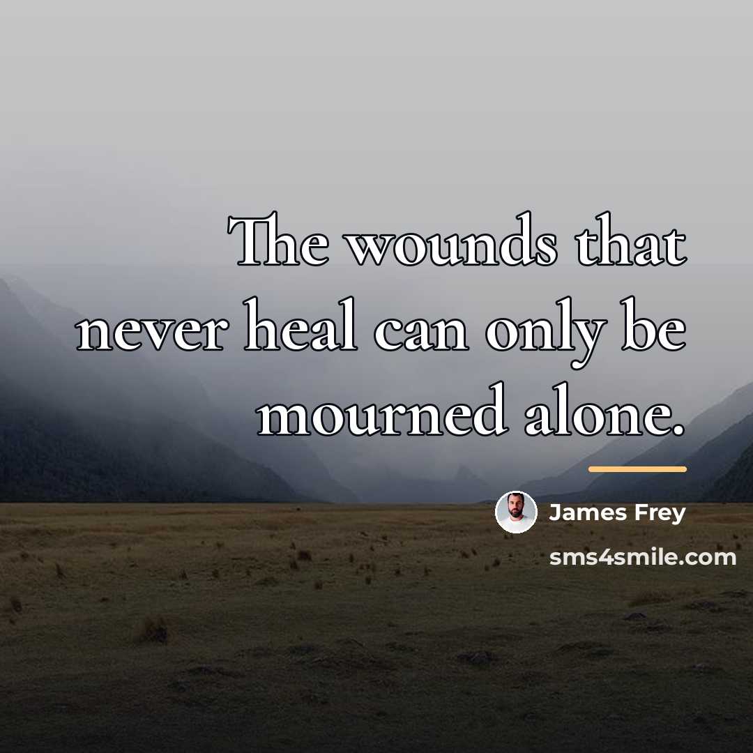 “The wounds that never heal can only be mourned alone.…” quote by James Frey