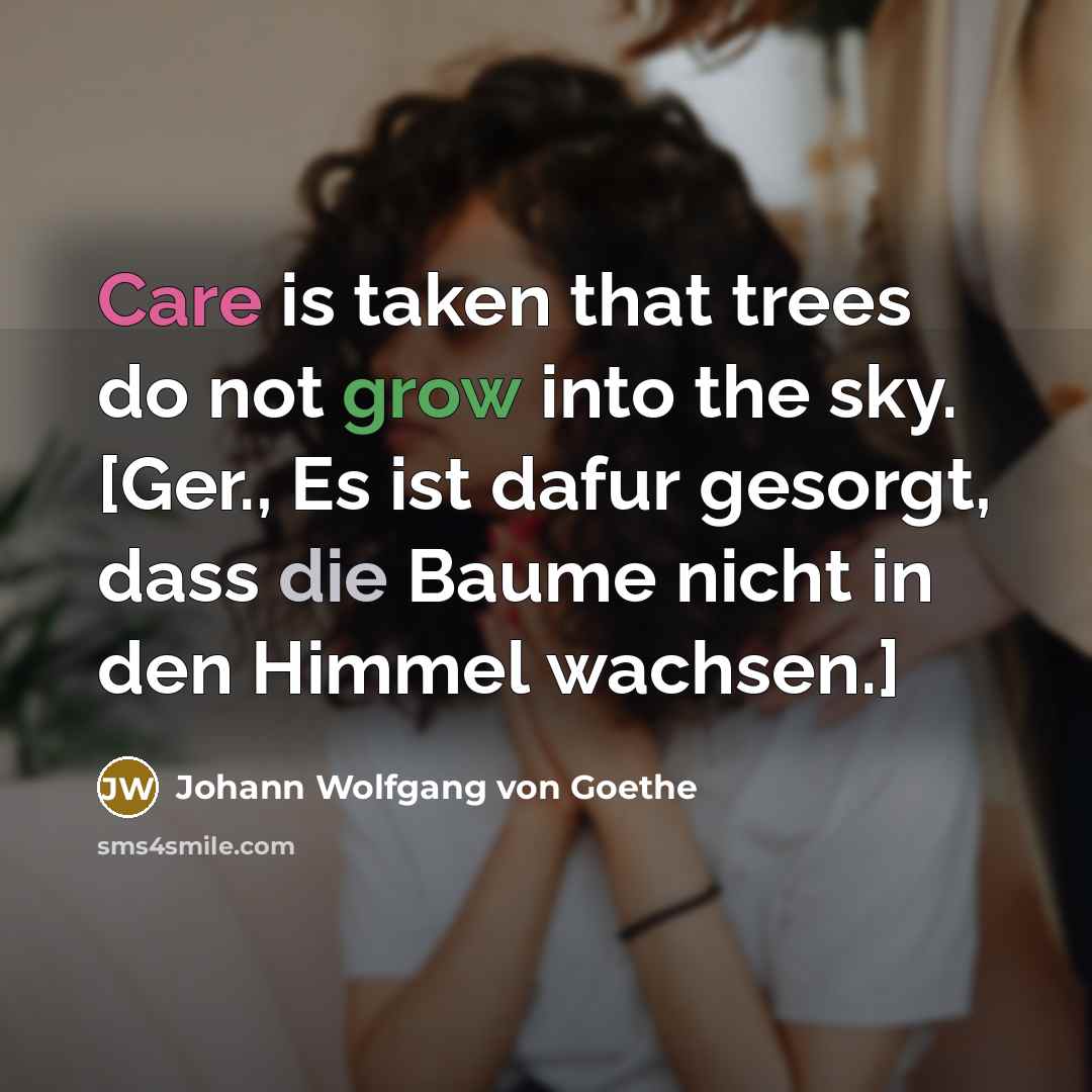 “Care is taken that trees do not grow into the…” quote by Johann Wolfgang von Goethe