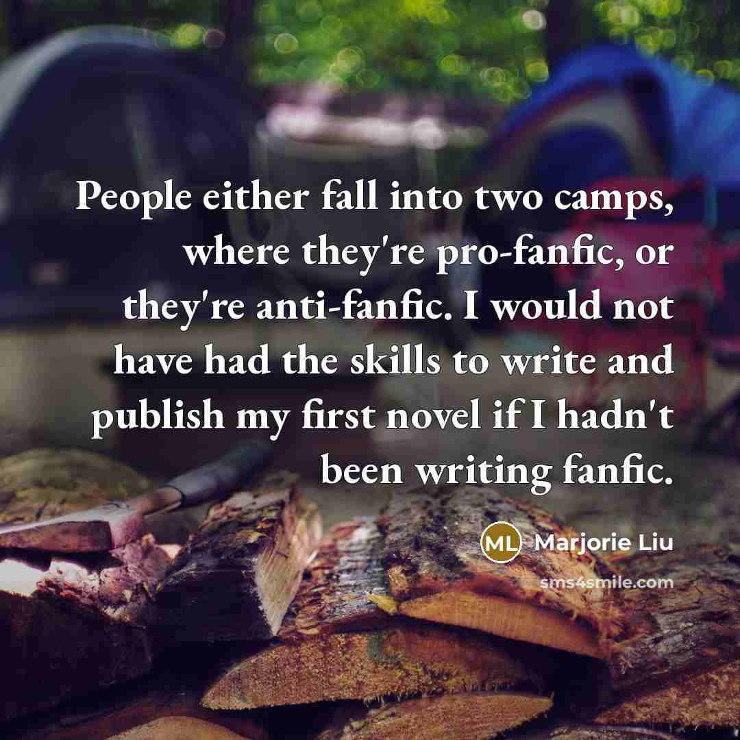 “People either fall into two camps, where they're pro-fanfic, or…” quote by Marjorie Liu