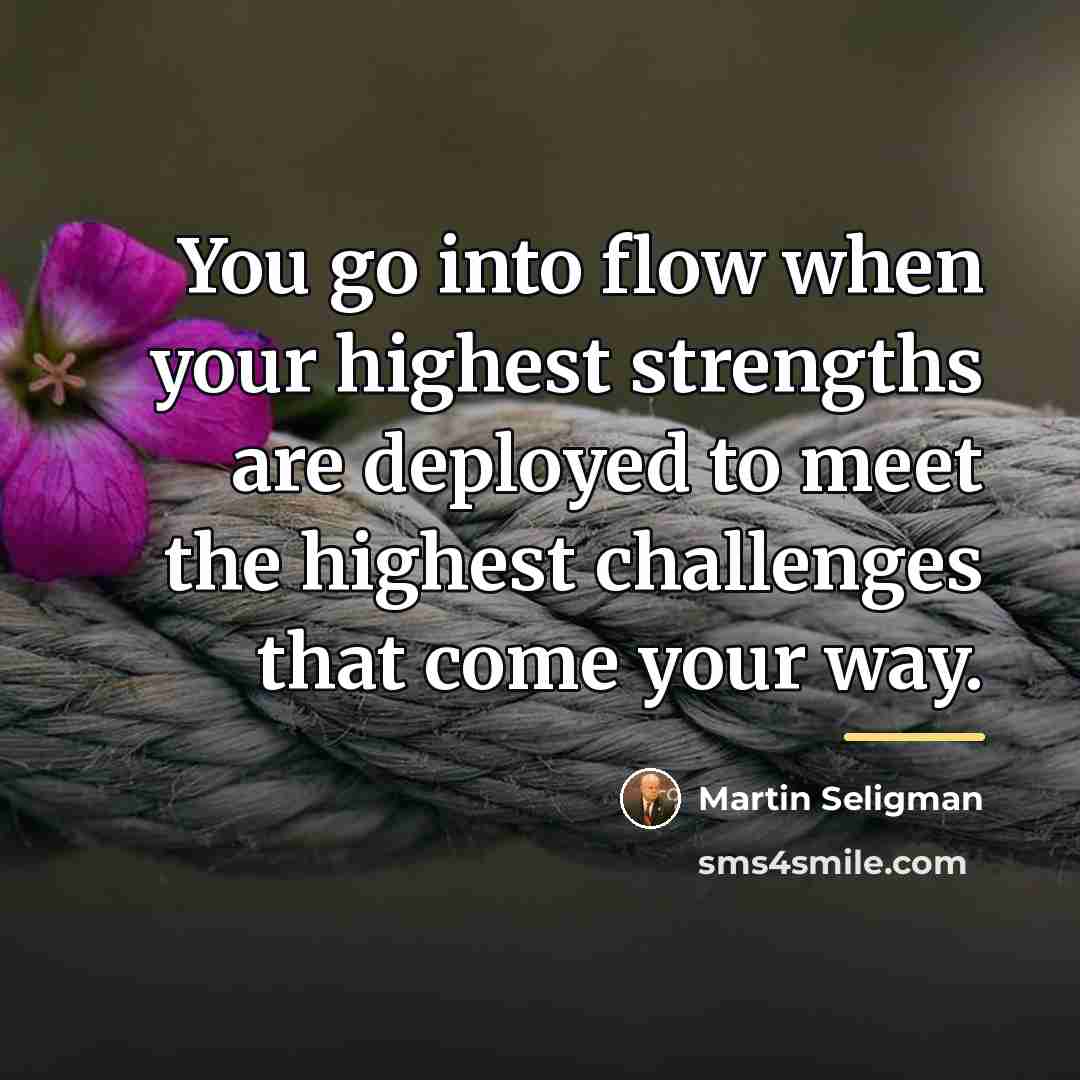 “You go into flow when your highest strengths are deployed…” quote by Martin Seligman