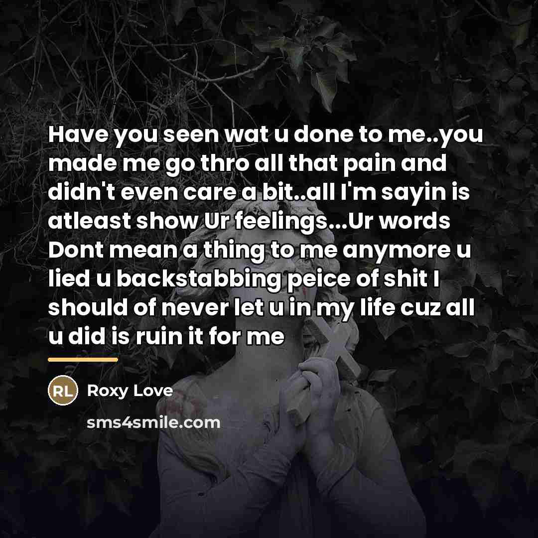 “Have you seen wat u done to me..you made me…” quote by Roxy Love