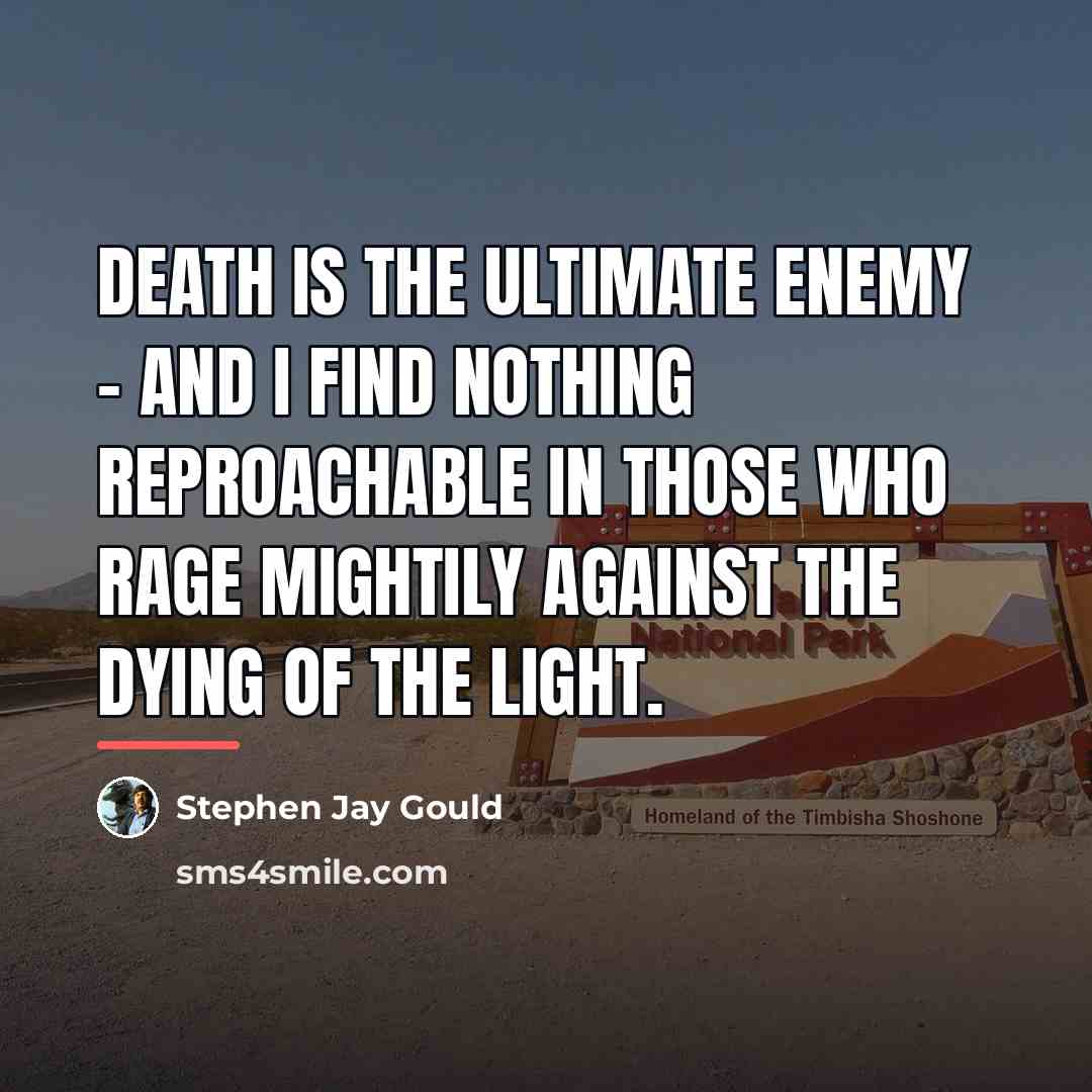 “Death is the ultimate enemy - and I find nothing…” quote by Stephen Jay Gould