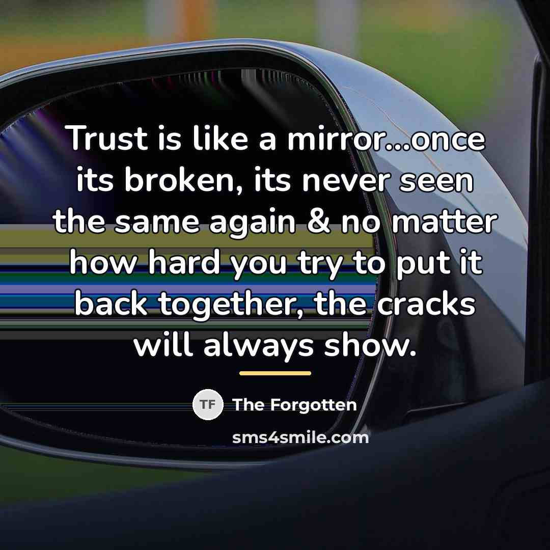 “Trust is like a mirror...once its broken, its never seen…” quote by The Forgotten