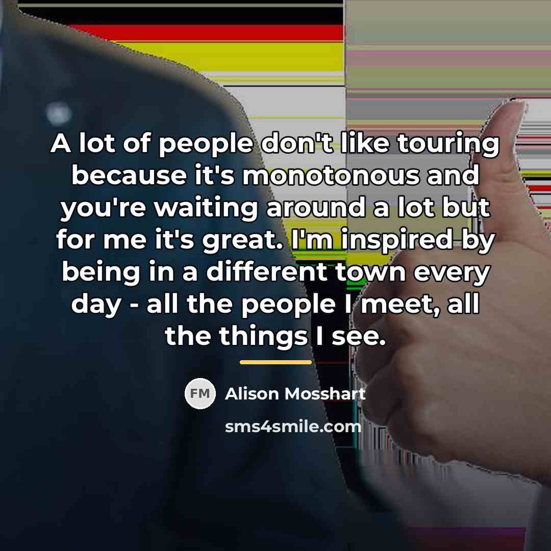 “A lot of people don't like touring because it's monotonous…” quote by Alison Mosshart