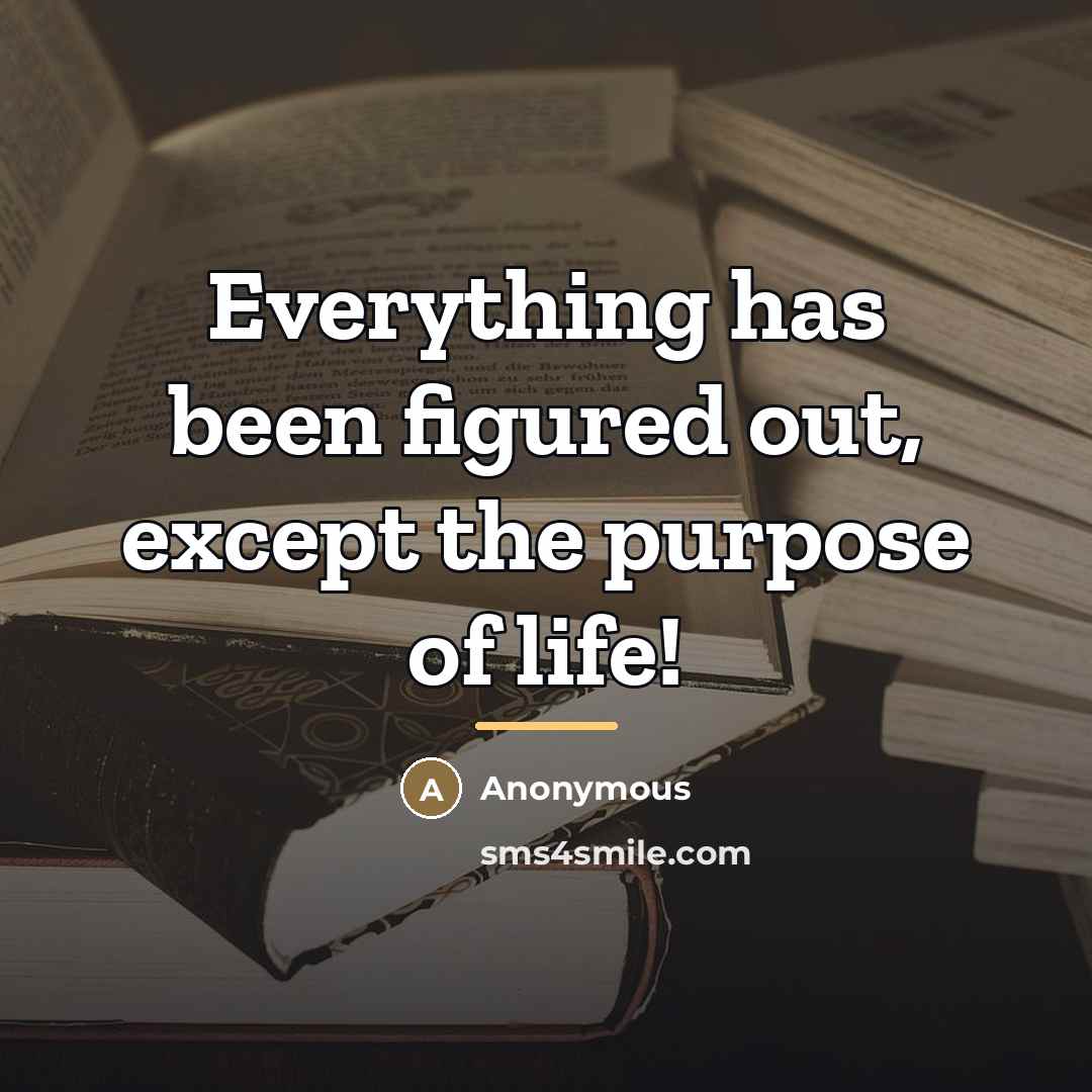“Everything has been figured out, except the purpose of life!…” quote by Anonymous