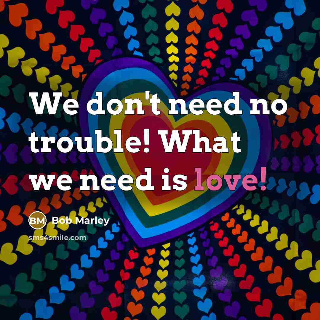 “We don't need no trouble! What we need is love!…” quote by Bob Marley