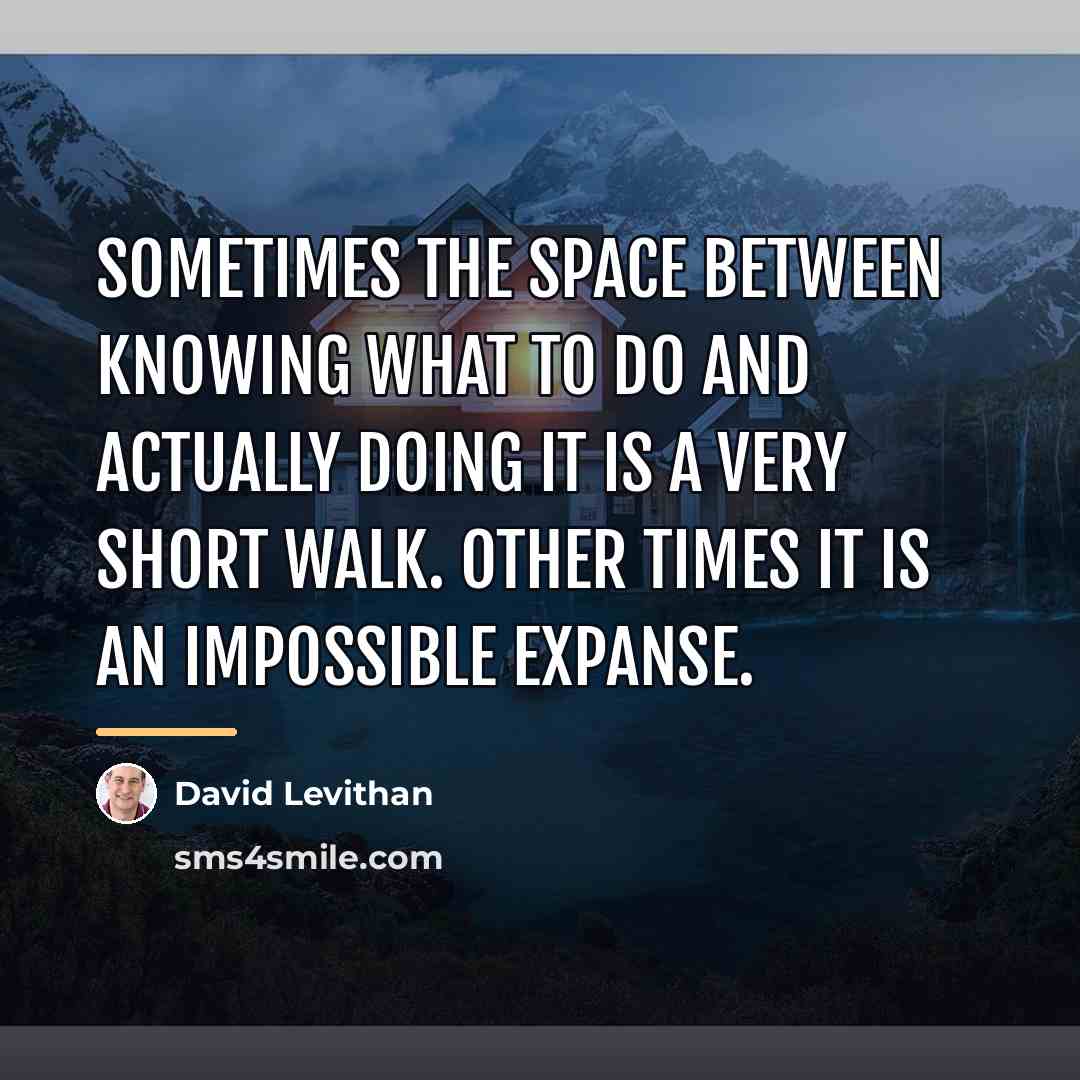 “Sometimes the space between knowing what to do and actually…” quote by David Levithan