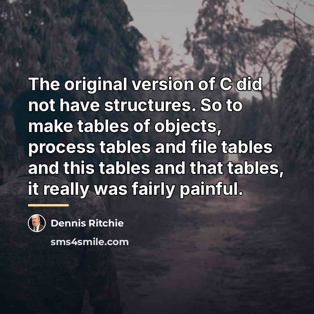 “The original version of C did not have structures. So…” quote by Dennis Ritchie