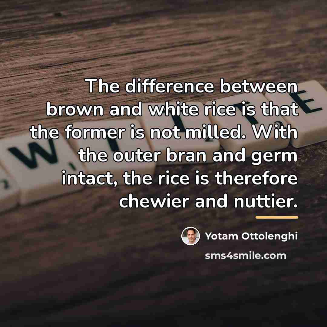 “The difference between brown and white rice is that the…” quote by Yotam Ottolenghi