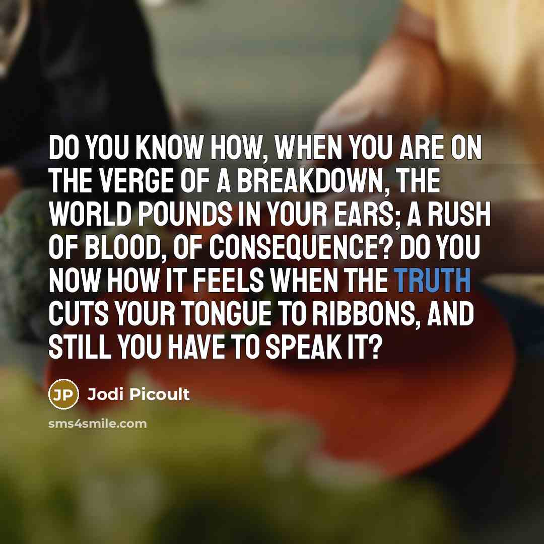 “Do you know how, when you are on the verge…” quote by Jodi Picoult
