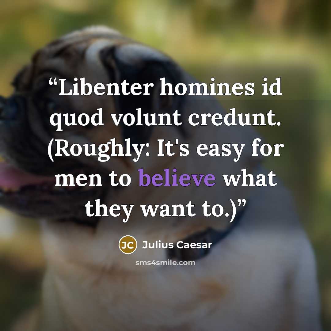 “Libenter homines id quod volunt credunt. (Roughly: It's easy for men to believe what they want to.)” quote by Julius Caesar