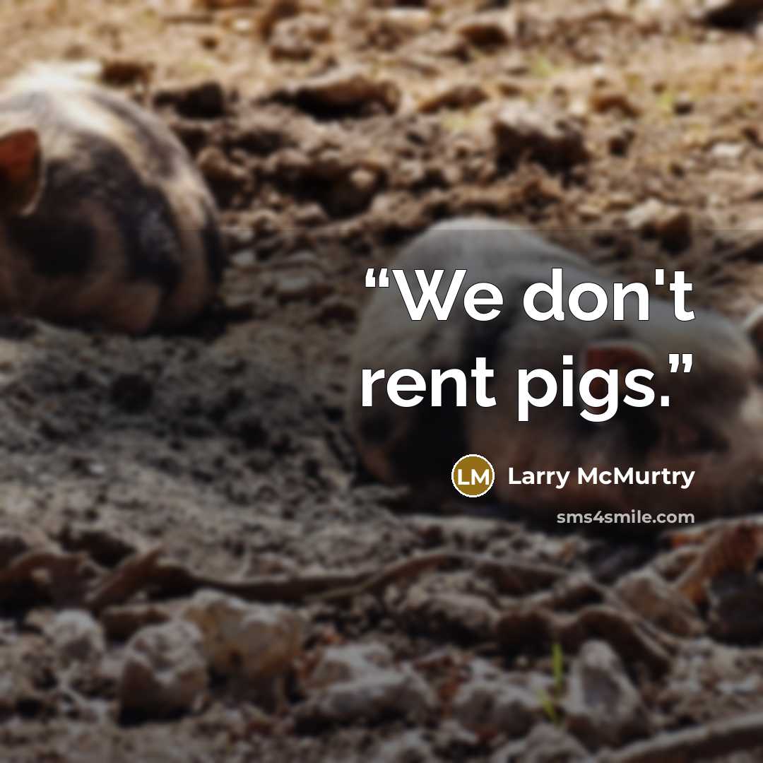 “We don't rent pigs.” quote by Larry McMurtry