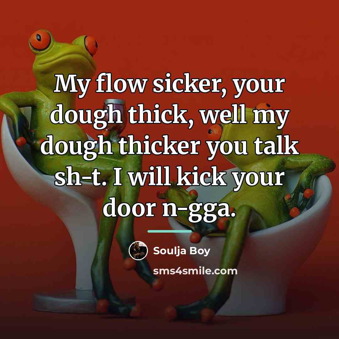 “My flow sicker, your dough thick, well my dough thicker…” quote by Soulja Boy