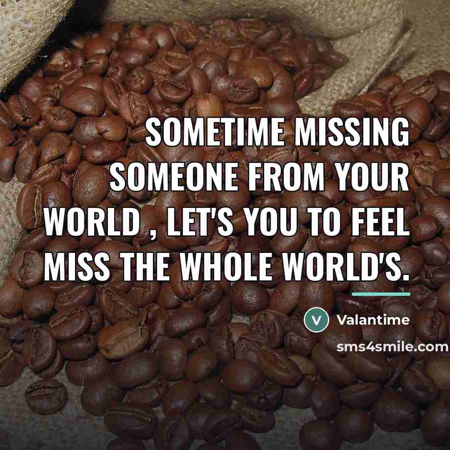 “Sometime missing someone from your world , let's you to…” quote by Valantime