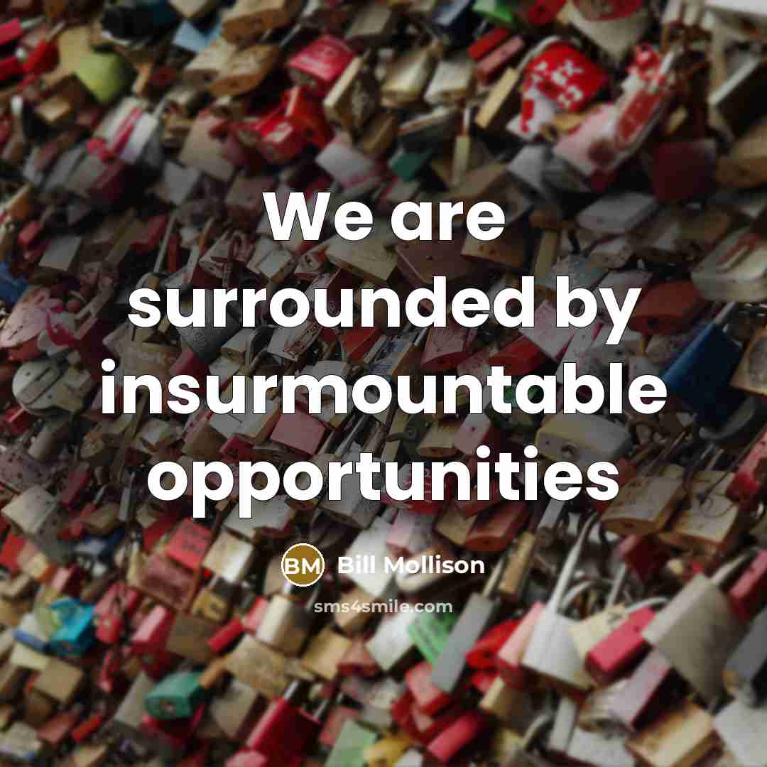 “We are surrounded by insurmountable opportunities…” quote by Bill Mollison